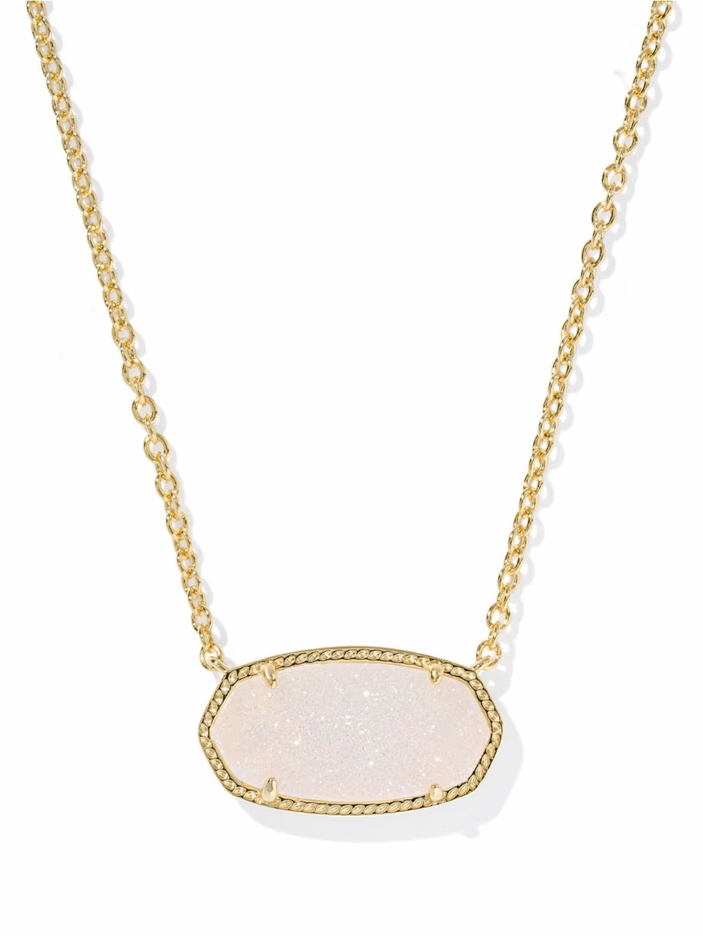 Elisa Gold Statement Pendant Necklace in Iridescent Drusy
